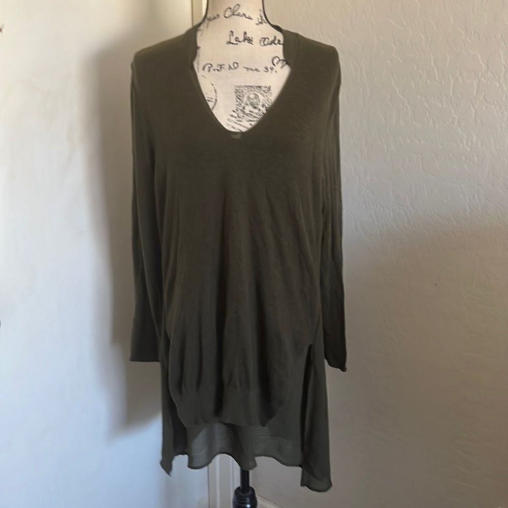 Soft Surroundings Green Hi-Lo Pullover Tunic Boho Casual Work